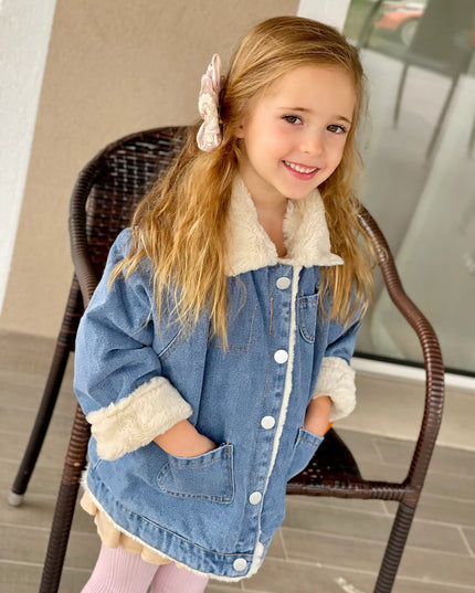 Denim jas met zachte teddyvoering
