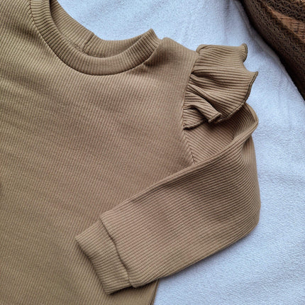 Longsleeve Rib donker beige