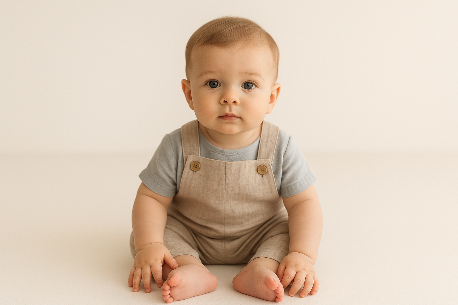 Baby jongen in neutrale kleding