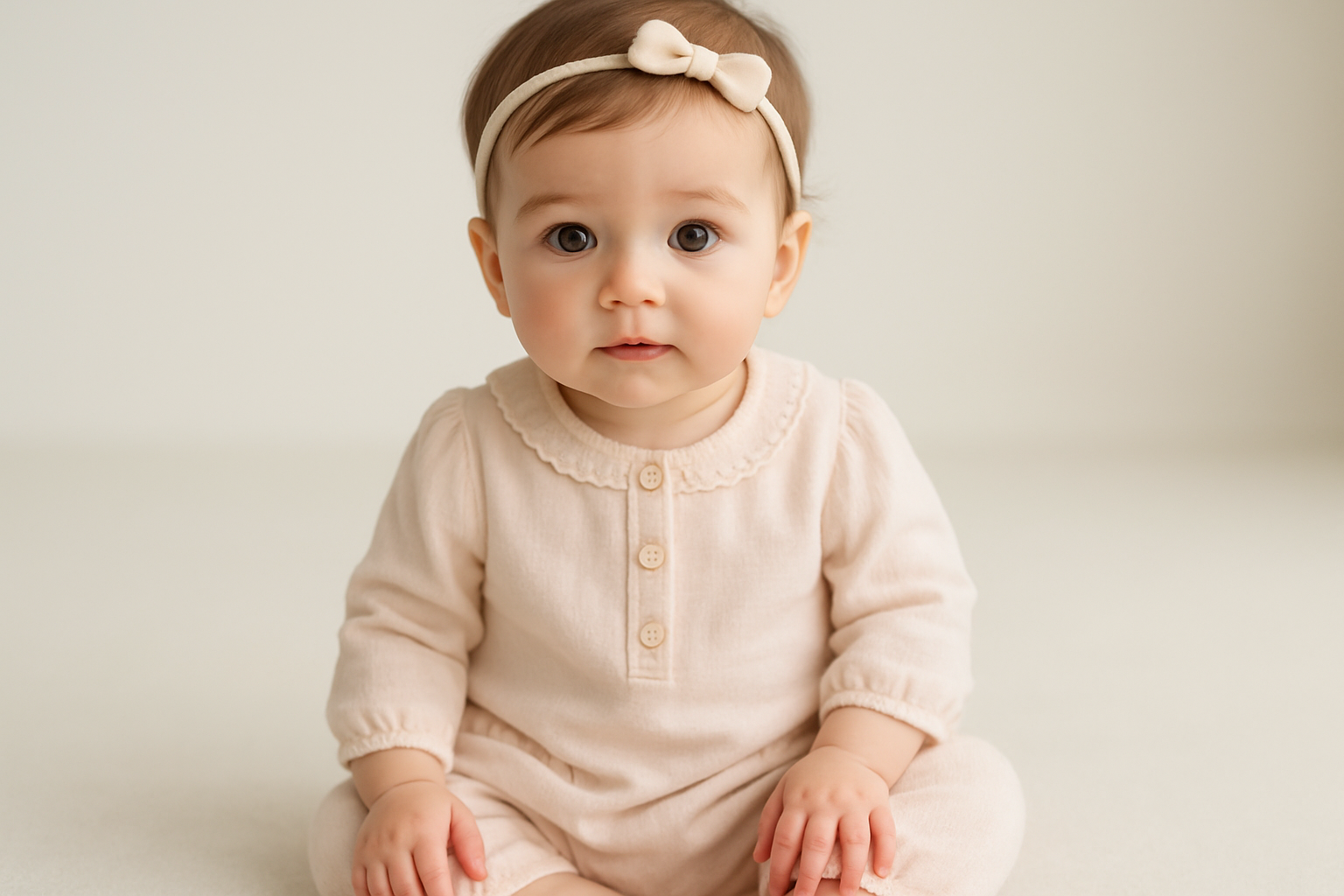 Baby meisje in neutrale kleding