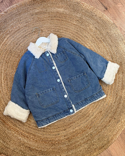 Denim jas met zachte teddyvoering