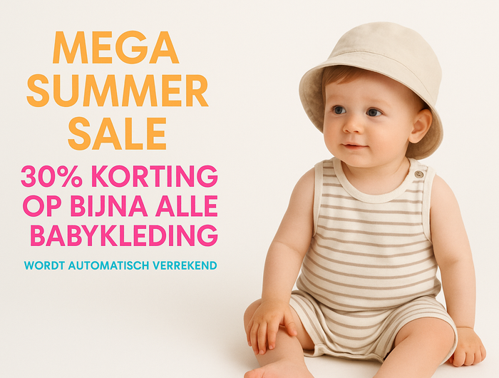 Minimalistische Mega Summer Sale met opvallende kleuren