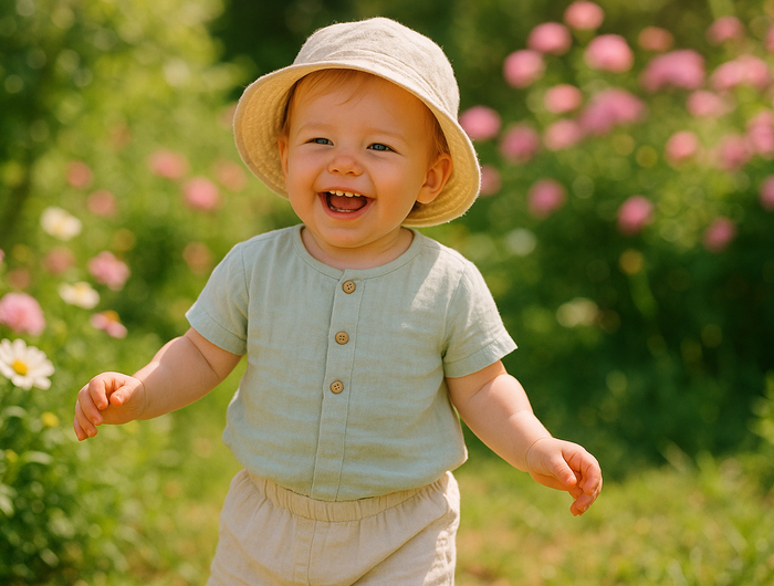 Peuter in zomerkleding voor spring/summer collectie