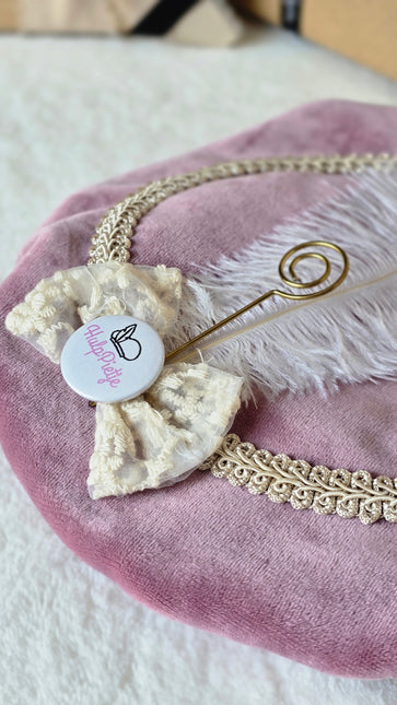 Luxe pietenmuts | Velvet pink | strik