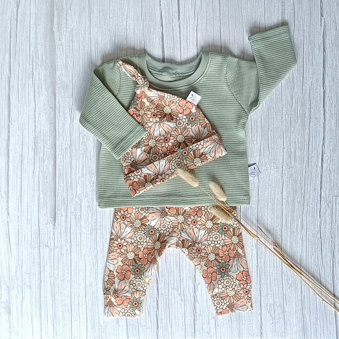 Longsleeve wafeljersey | dusty groen