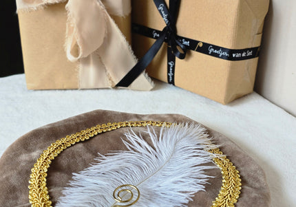Luxe pietenmuts | Brown velvet | Sint staf
