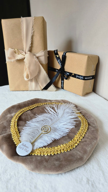 Luxe pietenmuts | Brown velvet | Sint staf