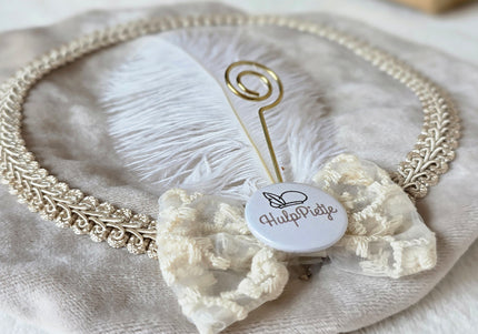 Luxe pietenmuts | Beige velvet | strik