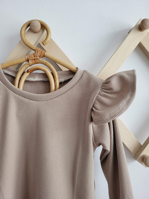Longsleeve Rib donker beige