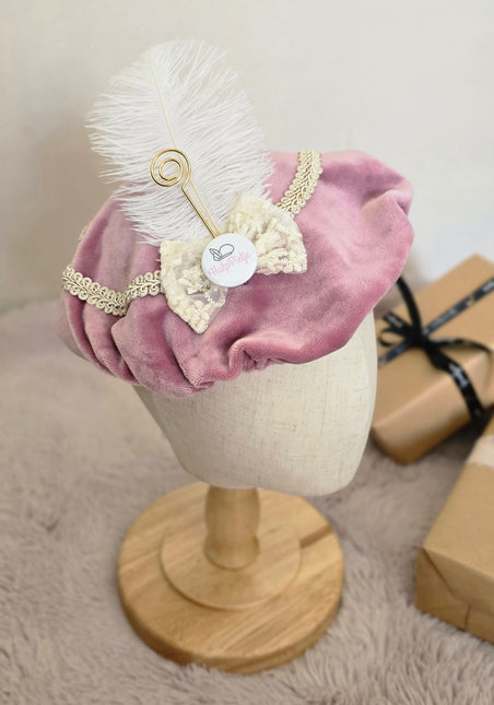 Luxe pietenmuts | Velvet pink | strik