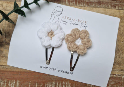 Beau beige/zilver klipjes